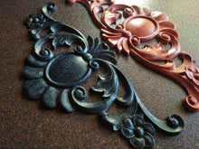 Load image into Gallery viewer, Furniture Pediment embellishment 31cm, Handmade carved embellishment Decorative Applique