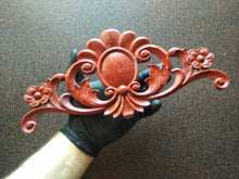 Load image into Gallery viewer, Furniture Pediment embellishment 31cm, Handmade carved embellishment Decorative Applique