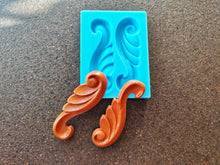 Load image into Gallery viewer, Silicone Mold for Scrolls with wood texture: Furniture Embellishment carved Applique