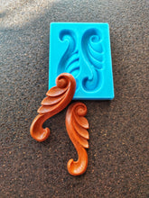 Load image into Gallery viewer, Silicone Mold for Scrolls with wood texture: Furniture Embellishment carved Applique