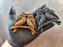 Load image into Gallery viewer, A pair of birds on a branch, a resin overlay for furniture or other art objects.