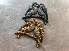 Load image into Gallery viewer, A pair of birds on a branch, a resin overlay for furniture or other art objects.