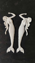 Load image into Gallery viewer, Mermaids Pair Resin Applique pair, Mythological creatures 3D overlays (Left+Right)