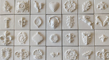 Load image into Gallery viewer, Handmade square tile with volumetric mushroom element, DIY tiles, backsplash tiles, vintage tiles, home makeover