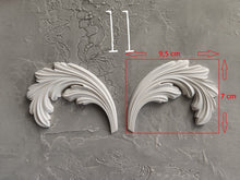 Load image into Gallery viewer, Leaves pair set made of architectural resin for furniture makeover, furniture appliques, vintage upcycling, furniture mouldings
