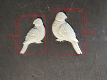 Load image into Gallery viewer, Birds Pair resin pigeons (2pcs) , pigeons appliques, birds onlays, resin mouldings, furniture appliques, animal resin castings