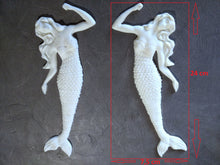 Load image into Gallery viewer, Beautiful mermaids pair, resin mermaids, furniture appliques, wall decor, sea decor, fabulous creatures