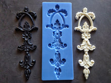 Load image into Gallery viewer, Silicone mold for vertical furniture embellishment applique 10.6 inch high (27cm), vintage overlays, wall pediment mold, mould for resin