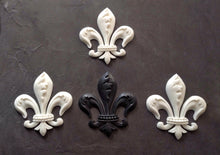 Load image into Gallery viewer, Fleur de Lis resin applique, furniture upcycling , medieval decor, heraldic lily, wall decore, herald lilly