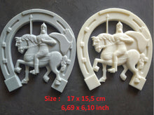 Load image into Gallery viewer, Large  Silicone Mold Knight , Wall Decor Horseshoe , Horseshoe , Knight applique , furniture onlay , central applique , Wall moulding