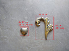 Load image into Gallery viewer, Resin decorative appliques set (2 scrolls left+right + heart) for furniture upcycling or any DIY art projects , mouldings , resin appliques , resin onlays