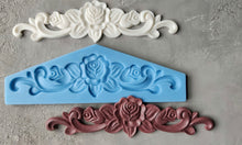 Load image into Gallery viewer, Ornate pediment silicone mold 11.81 inch, furniture appliques, mold for resin, mold for clay, concrete mold, wall pediment