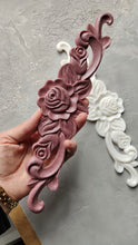 Load image into Gallery viewer, Ornate pediment silicone mold 11.81 inch, furniture appliques, mold for resin, mold for clay, concrete mold, wall pediment