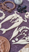 Load image into Gallery viewer, Beautiful mermaids pair, resin mermaids, furniture appliques, wall decor, sea decor, fabulous creatures