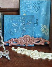 Load image into Gallery viewer, Furniture embellishment applique pediment 30cm, resin overlays