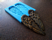 Load image into Gallery viewer, Silicone mold Angel Wings pair , polymer clay mold, wings appliques, Furniture Appliques, furniture mouldings, mold for resin