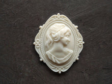 Load image into Gallery viewer, Vintage woman small cameo from architectural resin 5.2 x 4.4 cm , furniture appliques, vintage resin castings
