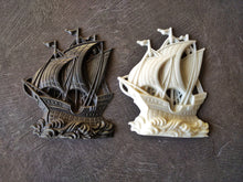 Load image into Gallery viewer, Sailboat resin applique, boat moulding, furniture appliques, little frigate onlay, sea mouldings