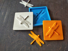 Load image into Gallery viewer, Dragonfly 3d tile mold, Silicone mould , dragonfly applique , concrete mold , cement mold , backsplash tiles, mold for resin