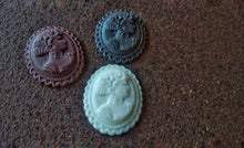Load image into Gallery viewer, Woman cameo, vintage cameo, small woman resin cameo applique
