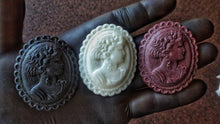 Load image into Gallery viewer, Woman cameo, vintage cameo, small woman resin cameo applique