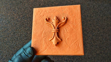 Load image into Gallery viewer, Silicone mould for handmade tiles with 3d chic vintage element and shabby aged texture 9.8*9.8cm, plaster tiles, concrete mold,