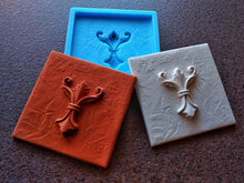 Load image into Gallery viewer, Silicone mould for handmade tiles with 3d chic vintage element and shabby aged texture 9.8*9.8cm, plaster tiles, concrete mold,