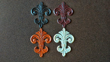 Load image into Gallery viewer, Fleur de Lis Silicone Mold: Vintage Heraldic Embellishments (19.5cm) ,  Fleur de lis Applique, Fleur de lys Mould, Molds for Clay, Molds For Resin, furniture moldings (Copy) (Copy)
