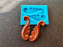 Load image into Gallery viewer, Silicone Mold for Scrolls with wood texture: Furniture Embellishment  carved Applique
