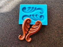 Load image into Gallery viewer, Silicone Mold for Scrolls with wood texture: Furniture Embellishment  carved Applique
