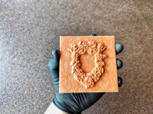Load image into Gallery viewer, Silicone Mold for square tile with Christmas Wreath volumetric element, Concrete/resin/clay molds
