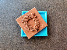 Load image into Gallery viewer, Silicone Mold for square tile with Christmas Wreath volumetric element, Concrete/resin/clay molds

