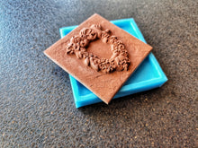 Load image into Gallery viewer, Silicone Mold for square tile with Christmas Wreath volumetric element, Concrete/resin/clay molds
