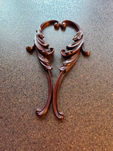 Load image into Gallery viewer, Elegant furniture scrolls ornaments (2pcs) 24.7cm long Resin carvings furniture DIY overlays for upcycling

