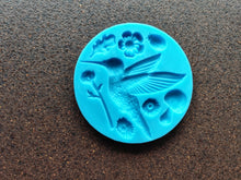 Load image into Gallery viewer, Silicone mold with a hummingbird and plants, mold for chocolate, fondant, clay, resin

