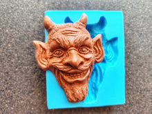 Load image into Gallery viewer, Mocking devil's head Silicone Mold (11x8.5x3.2cm), for the production of repetitions of hand-made sculptures
