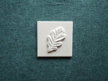 Load image into Gallery viewer, Square Tile Oak Leaf from resin gypsum / floral tile / hand painted tiles / tile decals bathroom / wall tile
