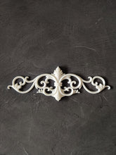 Load image into Gallery viewer, Furniture ornate central pediment 19cm long, furniture appliques, resin onlay, furniture upcycling
