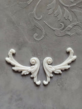Load image into Gallery viewer, Decorative resin mouldings (2pcs) , furniture appliques, furniture moldings, ornate decor, dollhouse onlays
