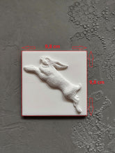 Load image into Gallery viewer, Jumping bunny silicone tile mold, mold for resin, rabbit applique, mold for concrete, backsplash tiles, 3d tiles, 3d molds
