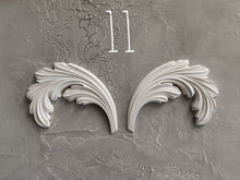 Load image into Gallery viewer, Leaves pair set made of architectural resin for furniture makeover, furniture appliques, vintage upcycling, furniture mouldings

