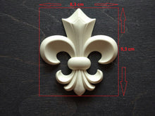 Load image into Gallery viewer, Fleur de Lis resin applique, furniture upcycling , medieval decor, heraldic lily, wall decore
