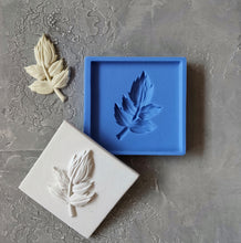 Load image into Gallery viewer, Tile with leaf silicone mold for kitchen backsplash, cabinets, hand painted tiles, mold for resin, mold for concrete, mold for cement
