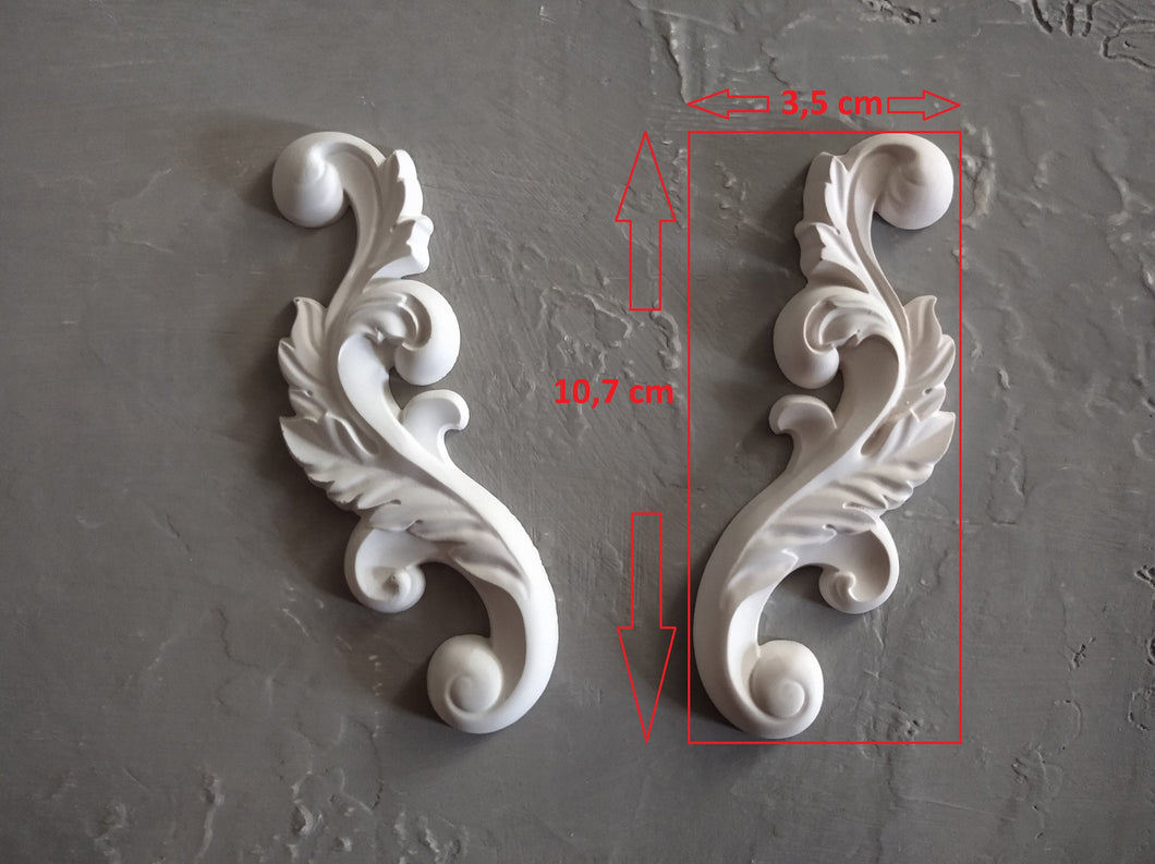 Resin decorative mouldings set (2pcs) for furniture makeover, scrapbooking, home DIY art projects