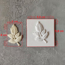 Load image into Gallery viewer, Tile with leaf silicone mold for kitchen backsplash, cabinets, hand painted tiles, mold for resin, mold for concrete, mold for cement
