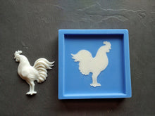 Load image into Gallery viewer, Rooster square silicone mold, Rooster resin onlay, Vintage silicone tile form, concrete tile, cement tile, gypsum tile, mold for resin
