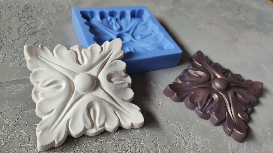 Silicone Mold Leaf Square, Furniture applique mould , mold for resin , mold for clay , furniture upcycling  molding