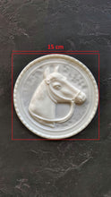 Load image into Gallery viewer, Horse head medallion d=15cm/5,9inch, furniture appliques, Horse cameo, wall medallion, resin mouldings
