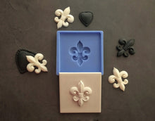 Load image into Gallery viewer, Fleur de Lis square mold for tiles, Silicone mold, Heraldic lily decor, fleur de lis Applique , backsplash tile
