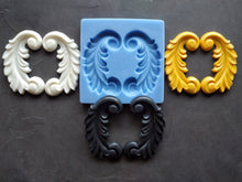 Load image into Gallery viewer, Silicone mould leafs pair , mold for clay, mold for resin, wood texture elements, furniture appliques, concrete molds
